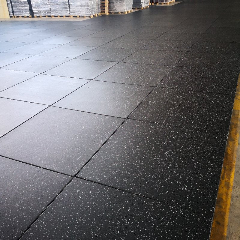 Rubber Impact Tiles | 19.5" x 19.5"x 1" Grey Flaked